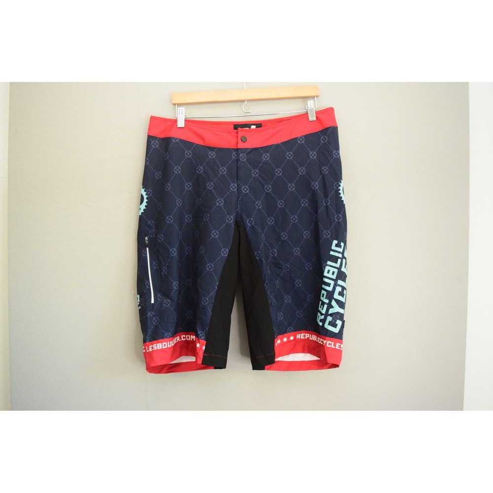 Qloom Republic Mountain Shorts XL Mens Baggy Cycling Navy Red New Dongara